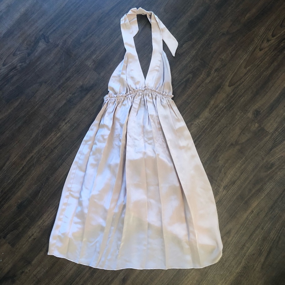 Blush silk halter dress - black halo